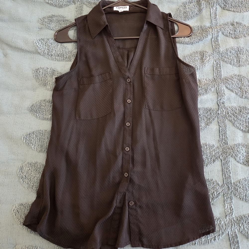 Semi-Sheer Women's Black Sleeveless Top